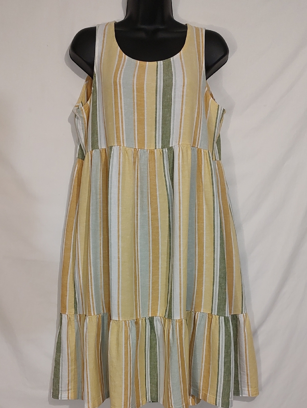 croft & barrow Yellow, Green & White Striped Tiered Sundress